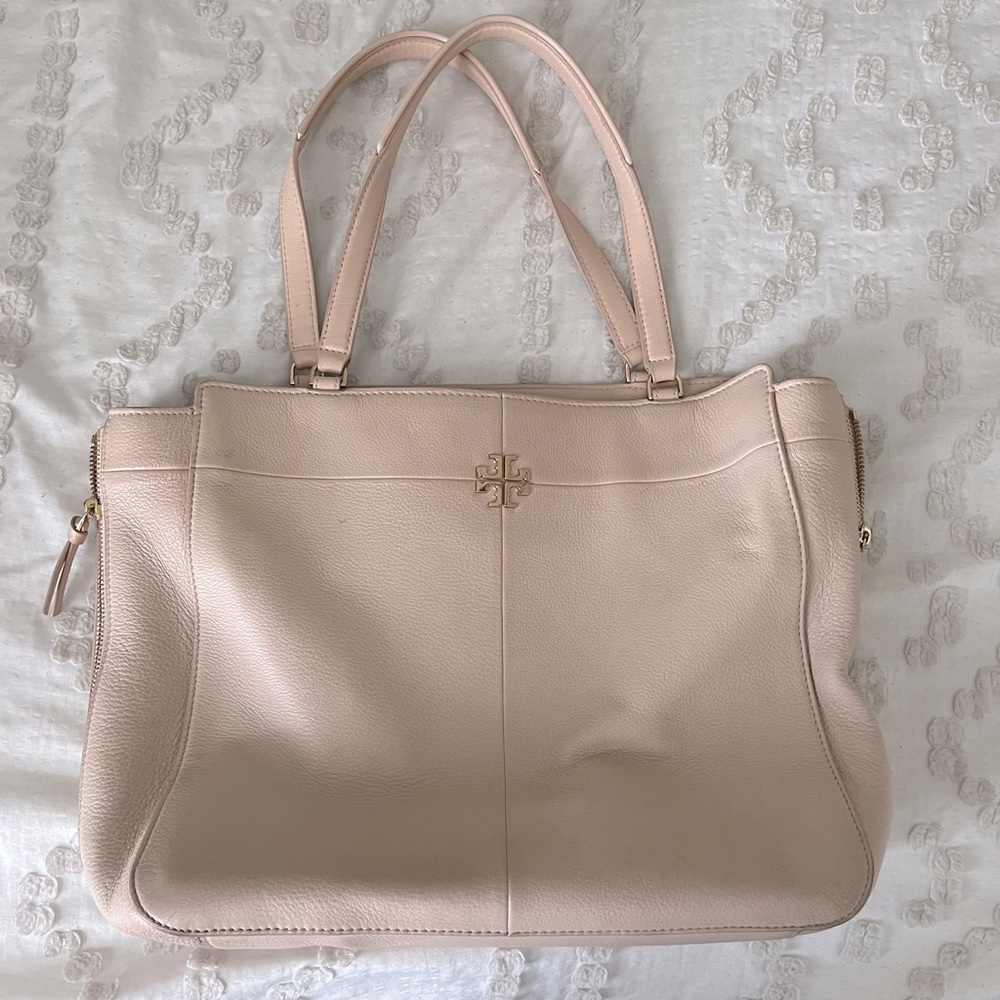 Tory Burch blush pink leather tote bag